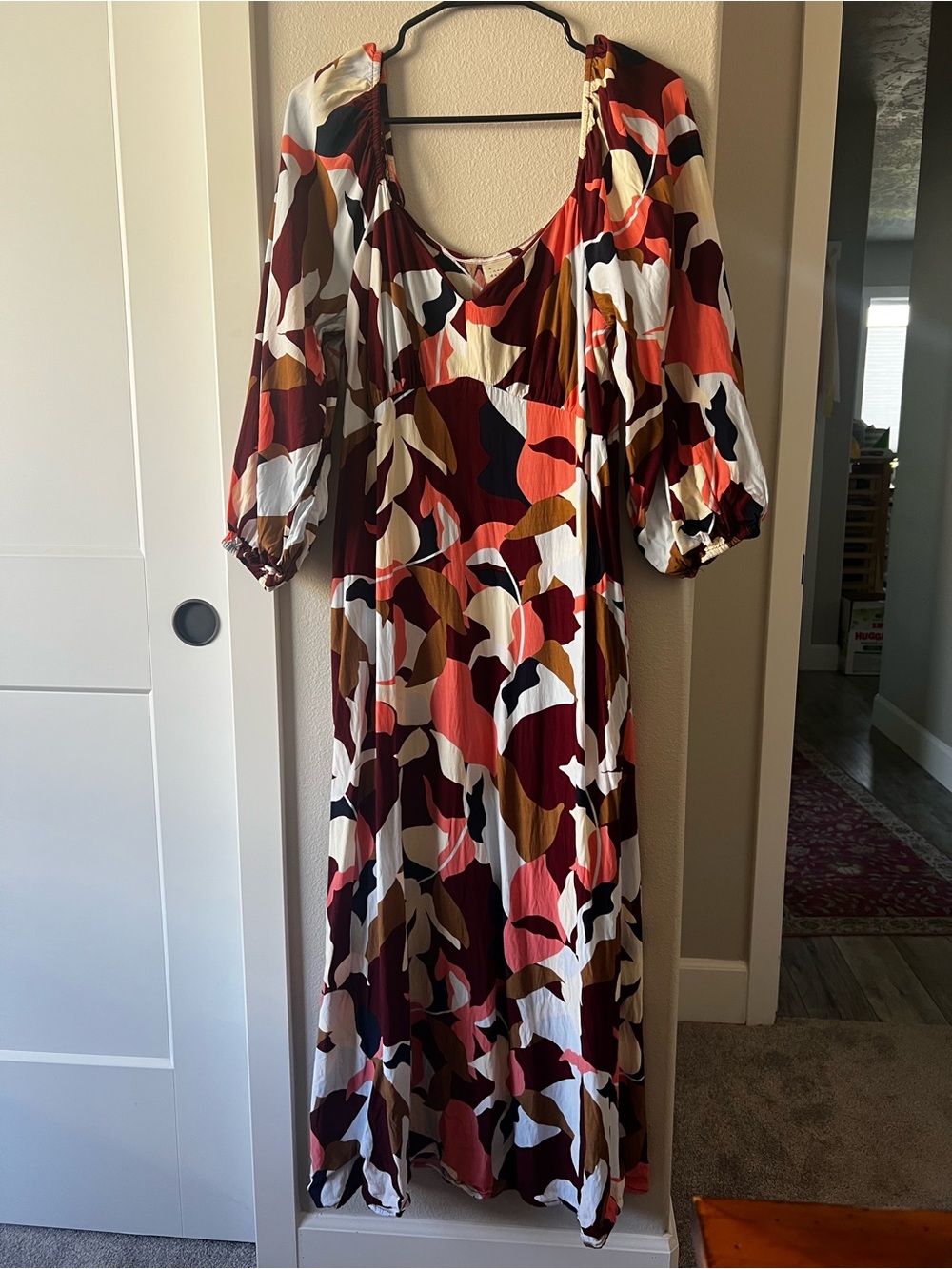 a new day Multi-Color Maxi Dress with Puff Sleeves